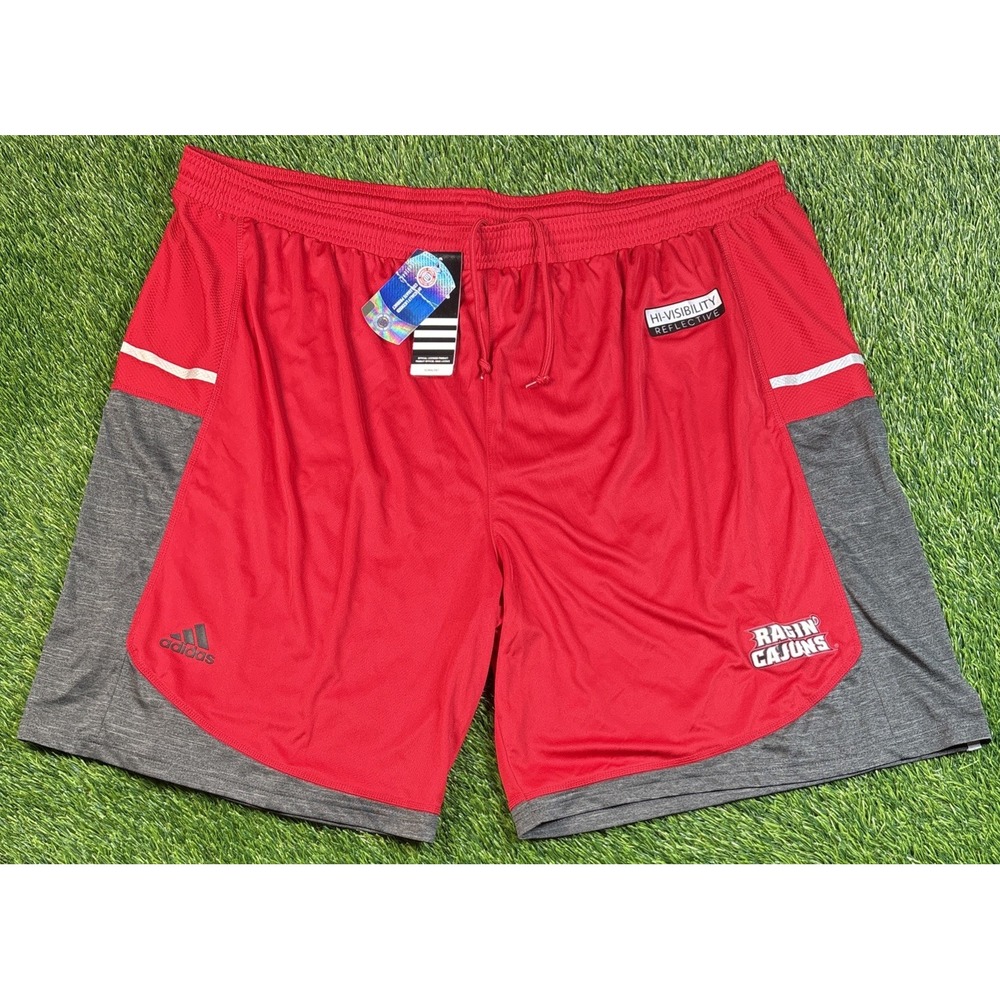 NWT Louisiana Ragin' Cajuns Adidas NCAA Mens 4XL Red Climalite Basketball Shorts